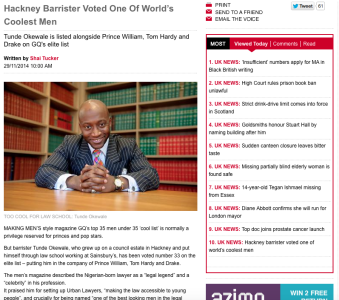 The Voice - Hackney Barrister voted one of world's coolest men