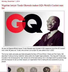 Tunde Okewale makes GQ's world's coolest men list